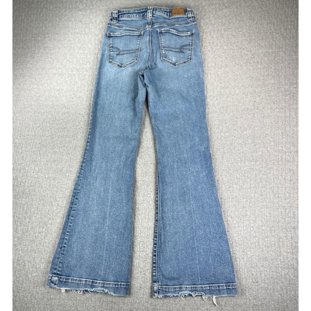 American Eagle Bootcut Flare Jeans Women 4/25x30 Blue Hi-Rise Stretch light wash - Picture 5 of 13